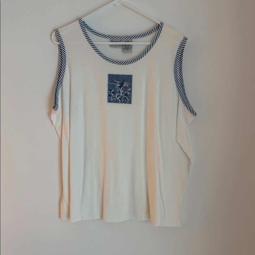 Elegant White and Blue Women's Tank Top